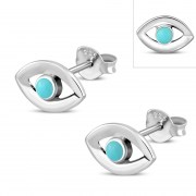 Turquoise Evil Eye Stud Silver Earrings, e331